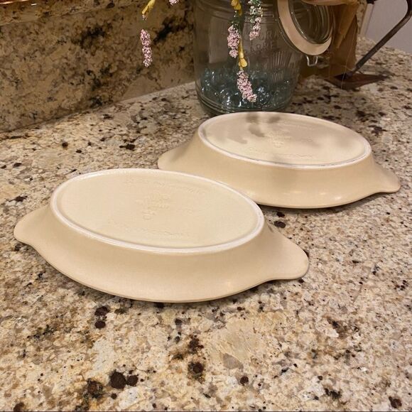 Pfaltzgraff Village Pattern Au Gratin Dish Set 2 Vintage USA 1970’s 11 inch - Picture 3 of 11